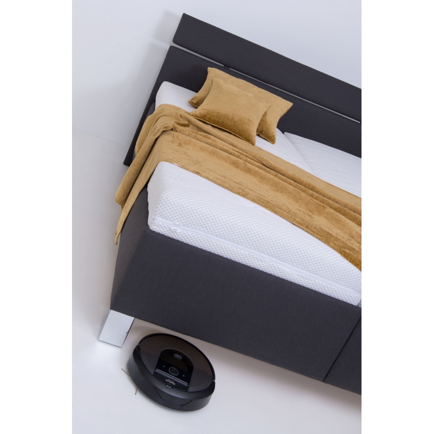 Apmušta lova ALIS 180x200 cm su čiužiniu ir patalynės dėže, antracitas