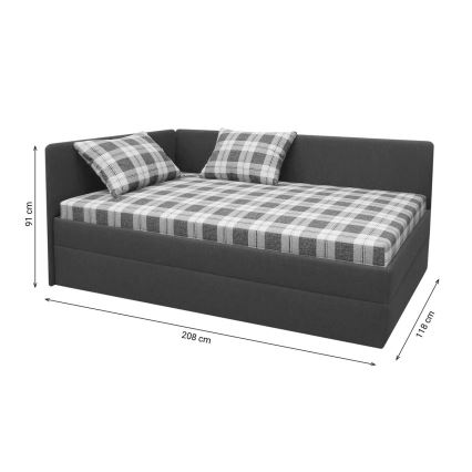 Apmušta lova ARLY su universaliu L/P galvūgaliu, 110x200 cm, antracitas/balta