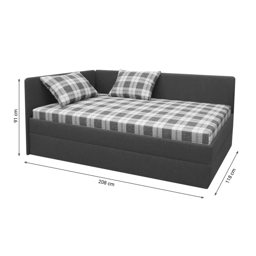 Apmušta lova ARLY su universaliu L/P galvūgaliu, 110x200 cm, antracitas/balta