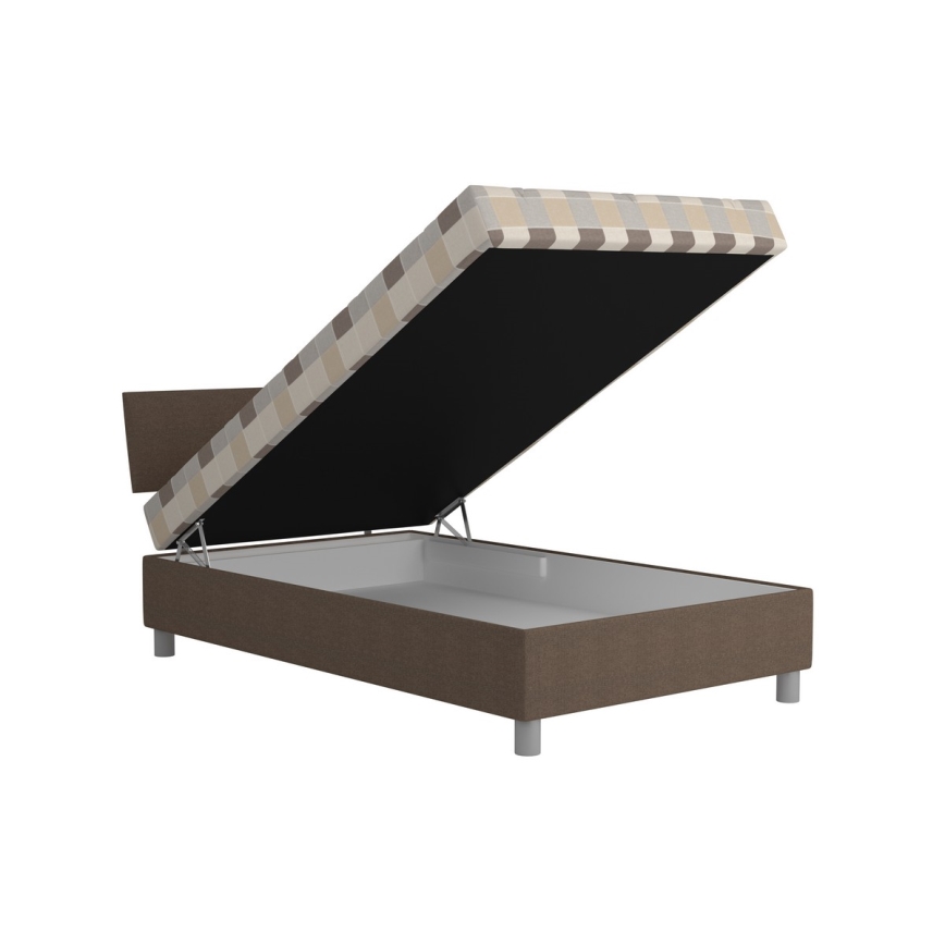 Apmušta lova GEORGE su patalynės dėže ir čiužiniu 120x200 cm rudos spalvos