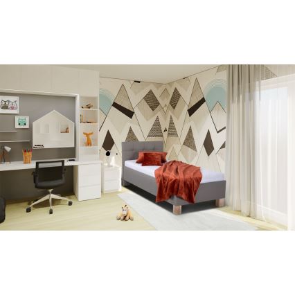 Apmušta lova MARIA ONE su čiužiniu ir patalynės dėže 90x200 cm taupe