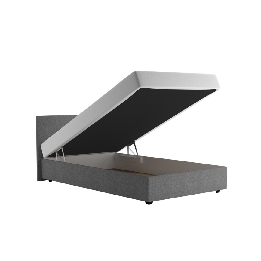 Apmušta lova su patalynės dėže ir čiužiniu DARIA 120x200 cm pilka