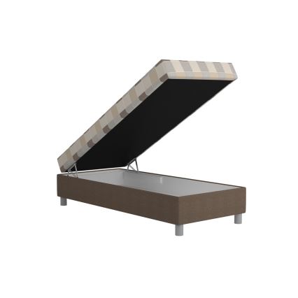 Apmušta lova su patalynės dėže ir čiužiniu GEORGE 90x200 cm ruda