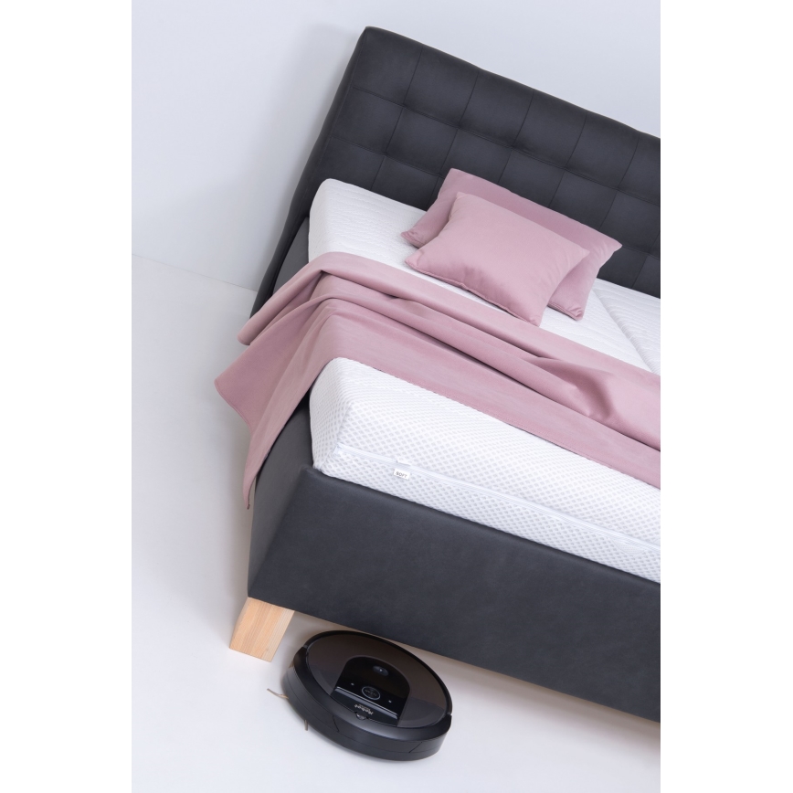 Apmušta lova VIOLET su čiužiniu ir patalynės dėže 180x200 cm, antracito spalvos