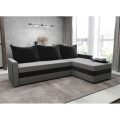 Apmušta universali išskleidžiama L formos kampinė sofa BRISTOL, pilka/juoda