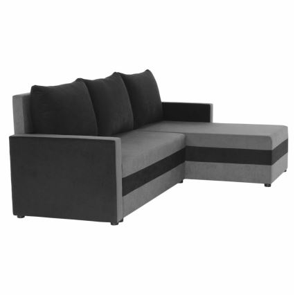 Apmušta universali išskleidžiama L formos kampinė sofa BRISTOL, pilka/juoda