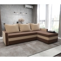 Apmušta universali išskleidžiama L formos kampinė sofa BRISTOL, ruda/smėlinė