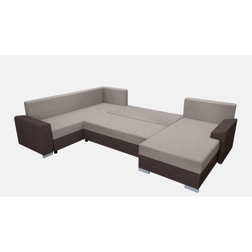 Apmušta universali, išskleidžiama U formos sofa OXFORD ruda/taupe