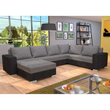 Apmušta universali U formos išskleidžiama kampinė sofa YORK, pilka/kreminė/ruda