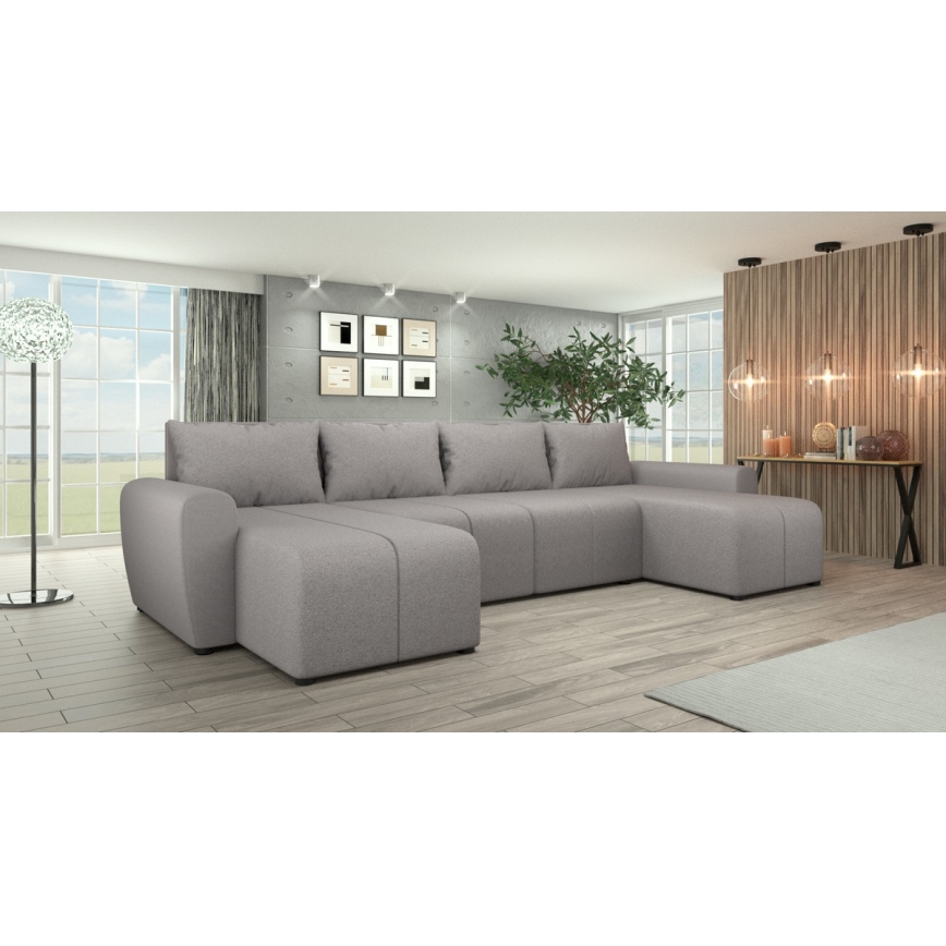 Apmušta universali U formos išskleidžiama sofa NEWPORT pilka
