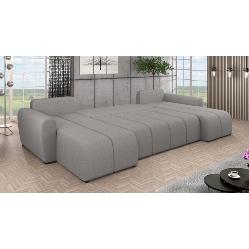 Apmušta universali U formos išskleidžiama sofa NEWPORT pilka
