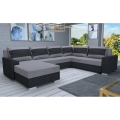 Apmušta universali U formos išskleidžiama sofa OXFORD, juoda/pilka