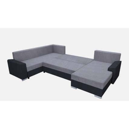 Apmušta universali U formos išskleidžiama sofa OXFORD, juoda/pilka