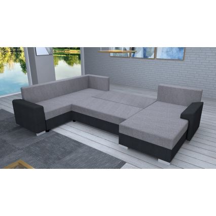 Apmušta universali U formos išskleidžiama sofa OXFORD, juoda/pilka