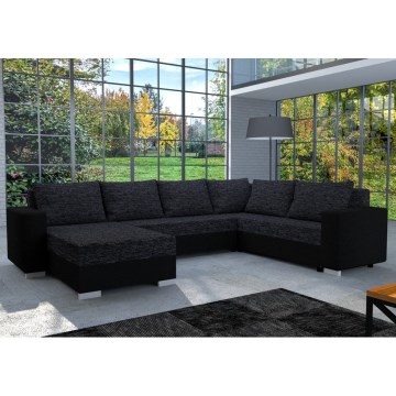 Apmušta universali U formos išskleidžiama sofa YORK juoda/antracitas