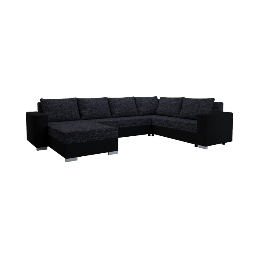 Apmušta universali U formos išskleidžiama sofa YORK juoda/antracitas