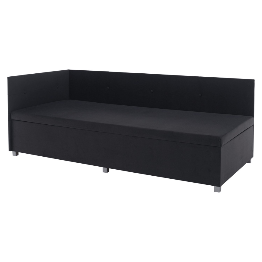 Apmušta lova su universaliu galvūgaliu ir patalynės dėže AMSTERDAM 90x200 cm pilka