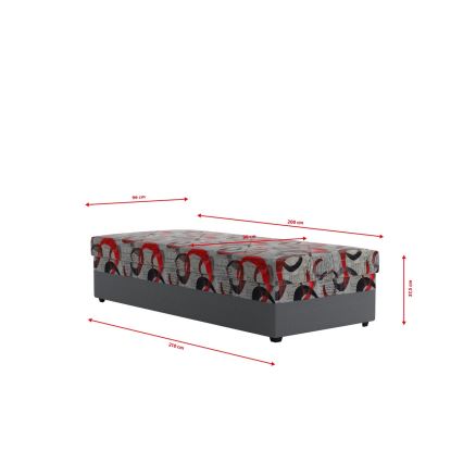 Apmušta viengulė lova su patalynės dėže ESTEL 90x200 cm pilka