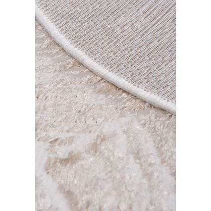 Apskritas kilimas SALAMANCA 100 cm, smėlinė/balta, lapų raštas