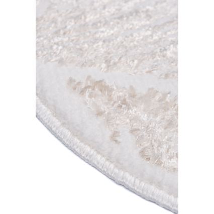 Apskritas kilimas SALAMANCA 100 cm, smėlinė/balta, lapų raštas