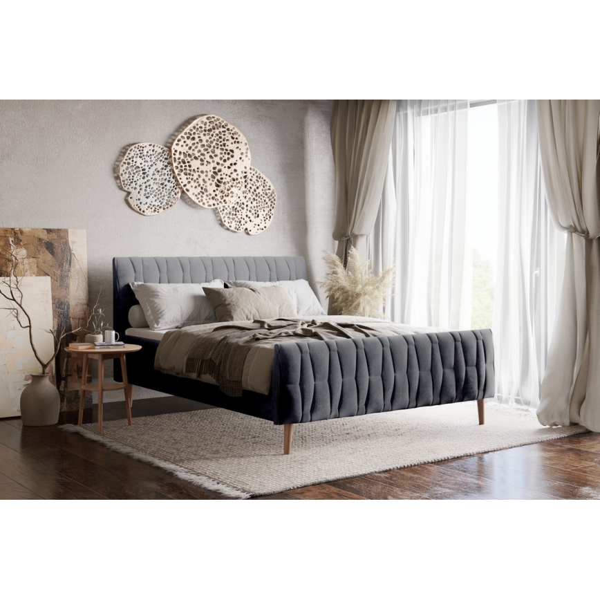 Aptrauktas lovos be matraco FLORA 180x200 cm pilka