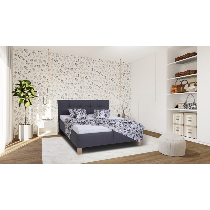 Aptrauktas lovos su saugykla be matraso MARIA 160x200 cm pilkas