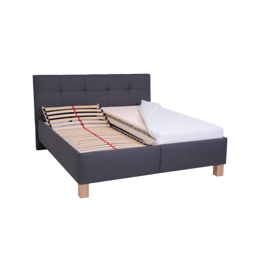 Aptrauktas lovos su saugykla be matraso MARIA 160x200 cm pilkas