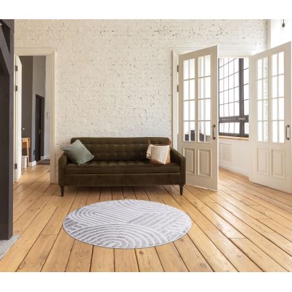 Apvalus kilimas SALAMANCA 100 cm pilka/balta