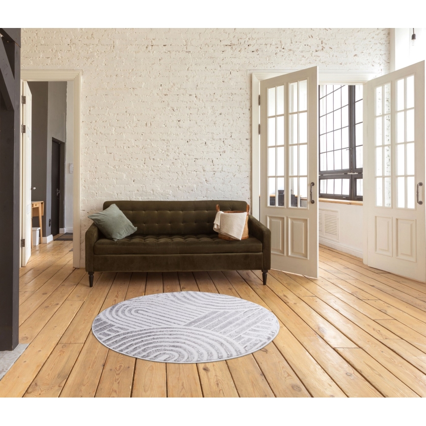 Apvalus kilimas SALAMANCA 100 cm pilka/balta