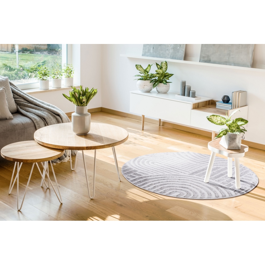 Apvalus kilimas SALAMANCA 100 cm pilka/balta