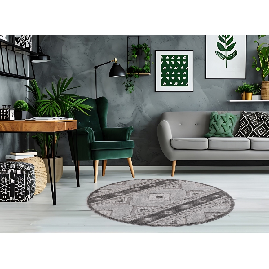 Apvalus lauko kilimas CHIARA 120 cm pilkas