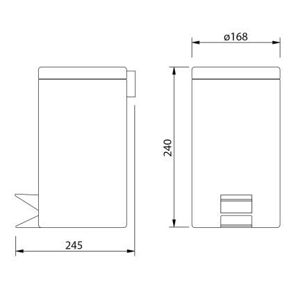 Aqualine - Atliekų dėžė SIMPLE LINE 3 l matinė balta