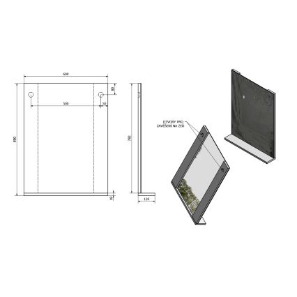 Aqualine - BETA veidrodis, 60 x 80 cm, baltas