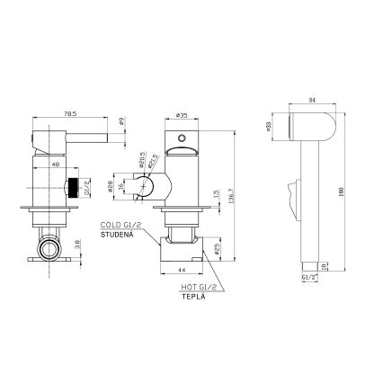 Aqualine - Bidė čiaupas su dušu, skirtas paslėptam montavimui matinė juoda