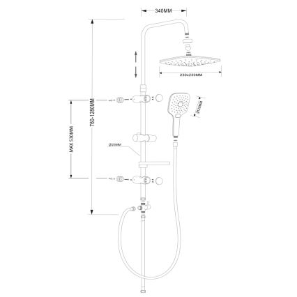 Aqualine - Dušo komplektas KERA blizgus chromas
