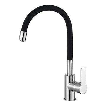 Aqualine - Kriauklės čiaupas su lanksčia rankena LORE juoda/blizgus chromas