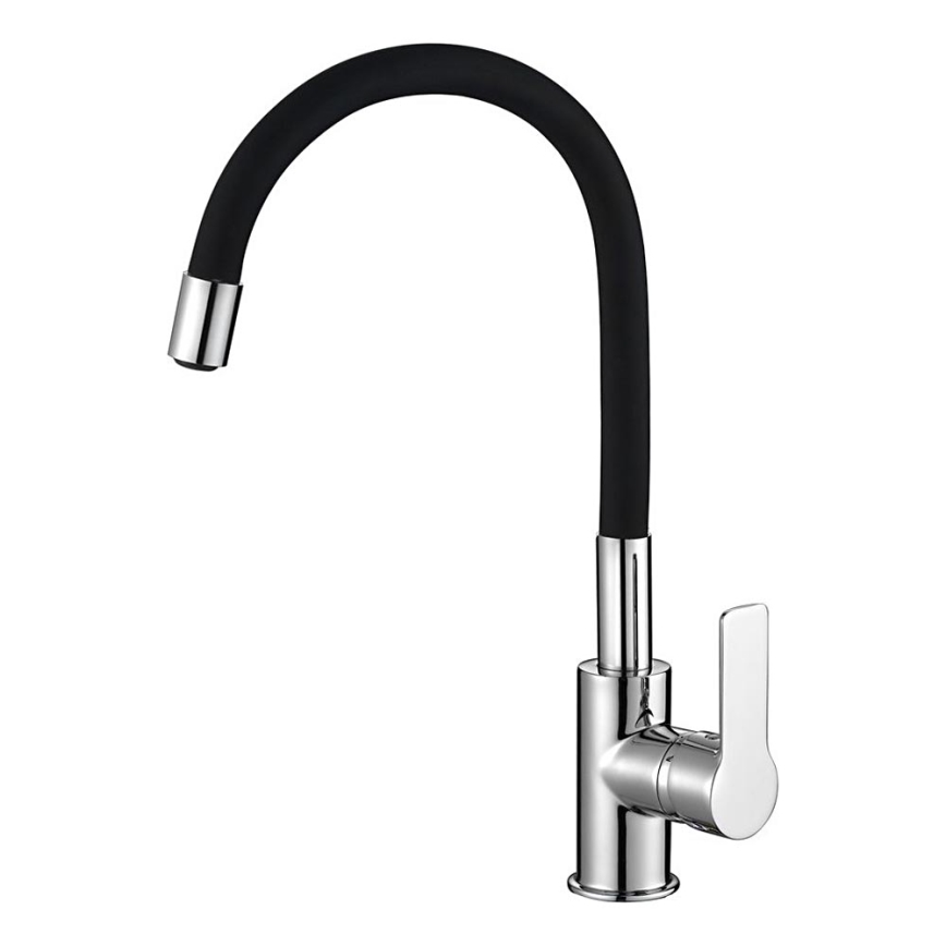 Aqualine - Kriauklės čiaupas su lanksčia rankena LORE juoda/blizgus chromas