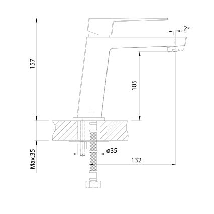 Aqualine - Praustuvo čiaupas RITMO blizgus chromas