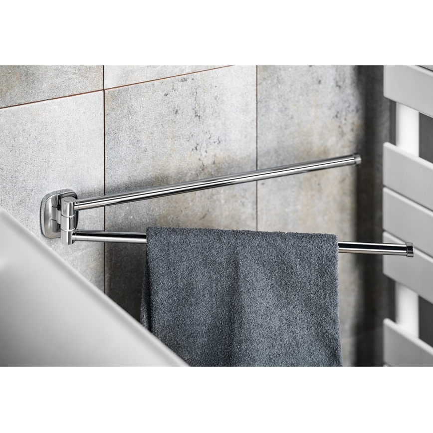 Aqualine - Sieninė pasukama rankšluosčių kabykla RUMBA 45 cm blizgus chromas