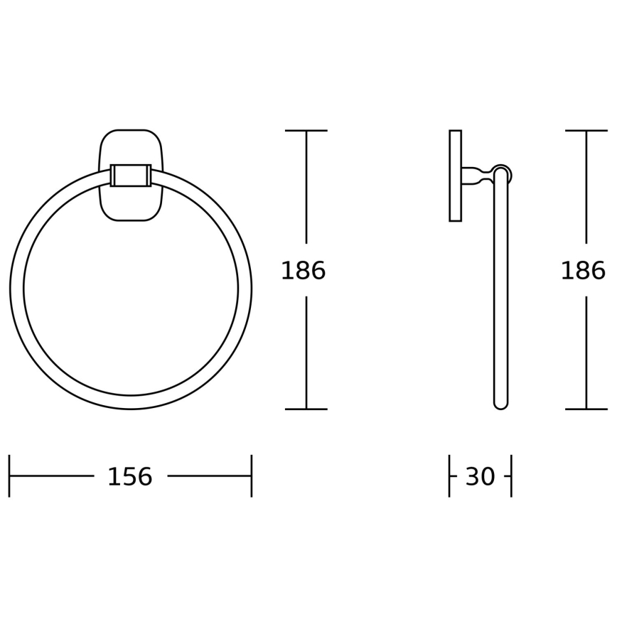 Aqualine - Sieninė rankšluosčių kabykla RUMBA diametras 15,6 cm blizgus chromas