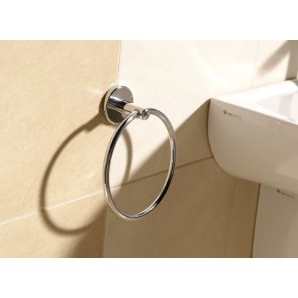 Aqualine - Sieninė rankšluosčių kabykla SAMBA diametras 15,5 cm blizgus chromas
