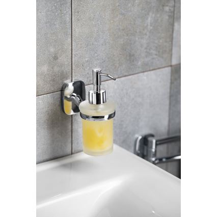 Aqualine - Sieninis muilo dozatorius RUMBA 160 mm pieniškas stiklas/blizgus chromas