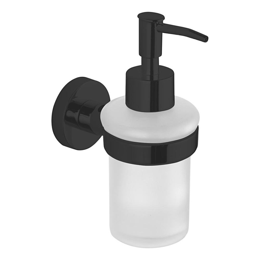 Aqualine - Sieninis muilo dozatorius SAMBA 150 matinė pieniškas stiklas/matinė juoda