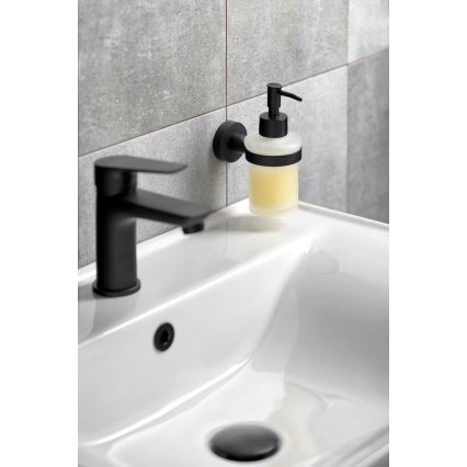 Aqualine - Sieninis muilo dozatorius SAMBA 150 matinė pieniškas stiklas/matinė juoda