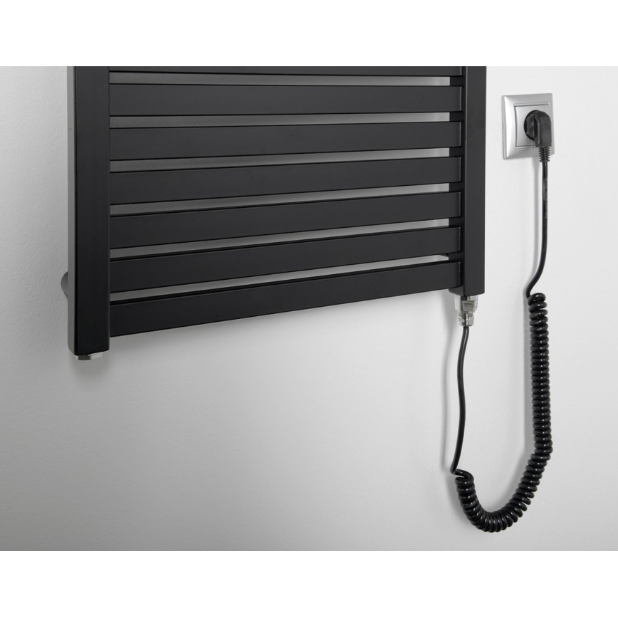 Aqualine - Vonios kambario elektra radiatorius TONDI-E 500W/230V 133 cm matinė juoda tiesus