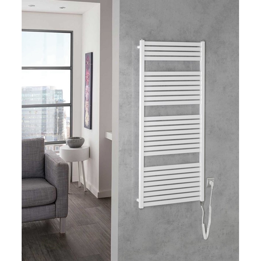 Aqualine - Vonios kambario elektra radiatorius TONDI-E 600W/230V 133 cm balta tiesus