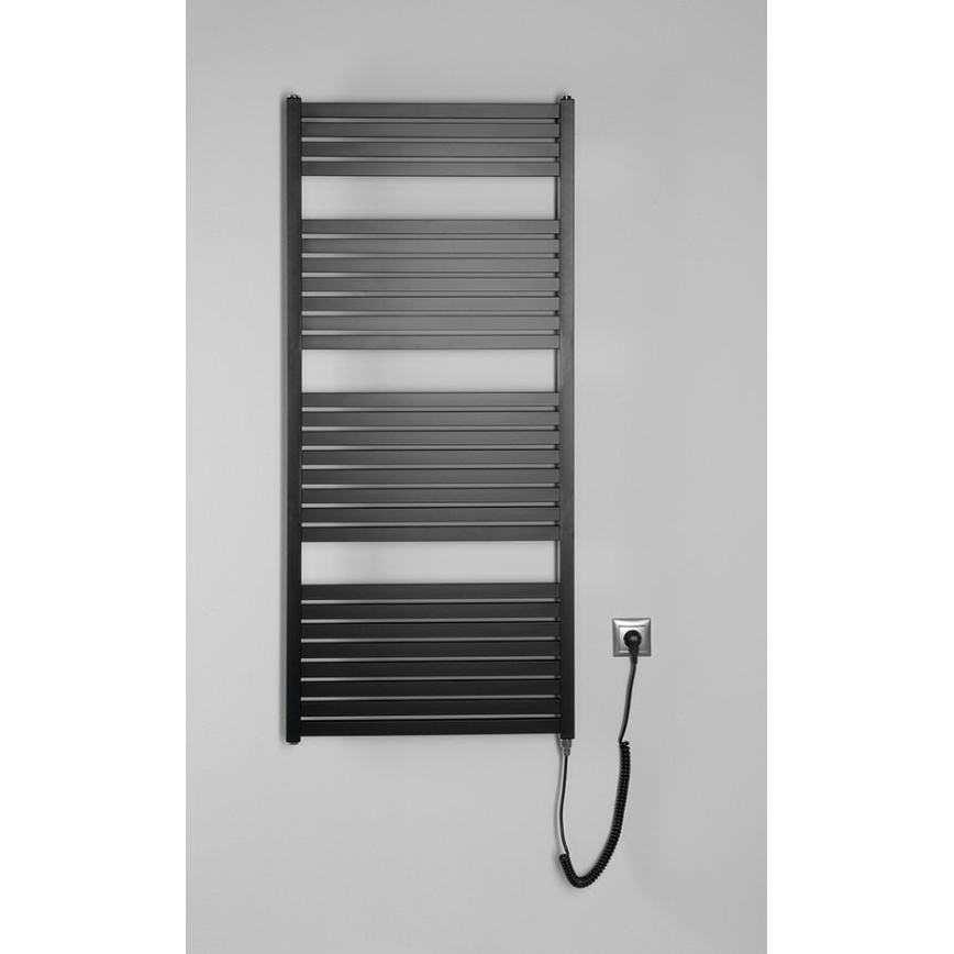 Aqualine - Vonios kambario elektra radiatorius TONDI-E 600W/230V 133 cm matinė juoda tiesus