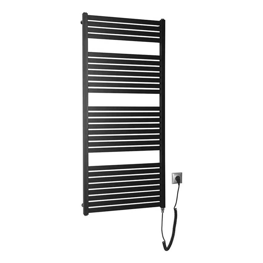 Aqualine - Vonios kambario elektra radiatorius TONDI-E 600W/230V 133 cm matinė juoda tiesus
