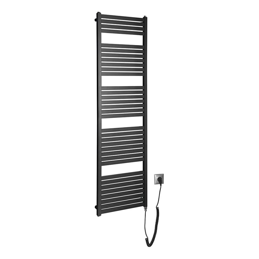Aqualine - Vonios kambario elektra radiatorius TONDI-E 600W/230V 169 cm matinė juoda tiesus