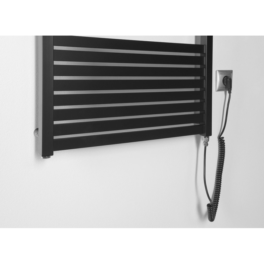 Aqualine - Vonios kambario elektra radiatorius TONDI-E 800W/230V 169 cm matinė juoda tiesus